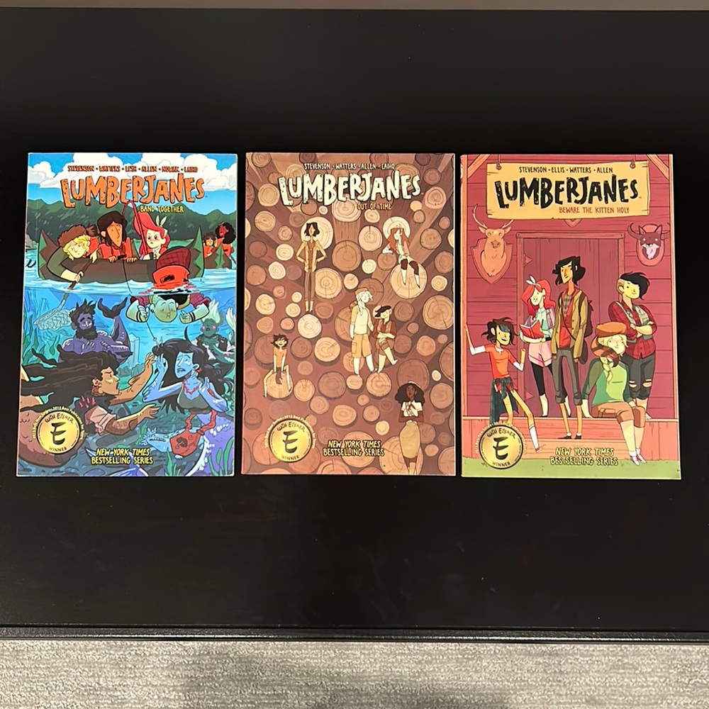 Set of 3 Paperback books: LUMBERJANES Out of Time Beware the Kitten Holy BandTog